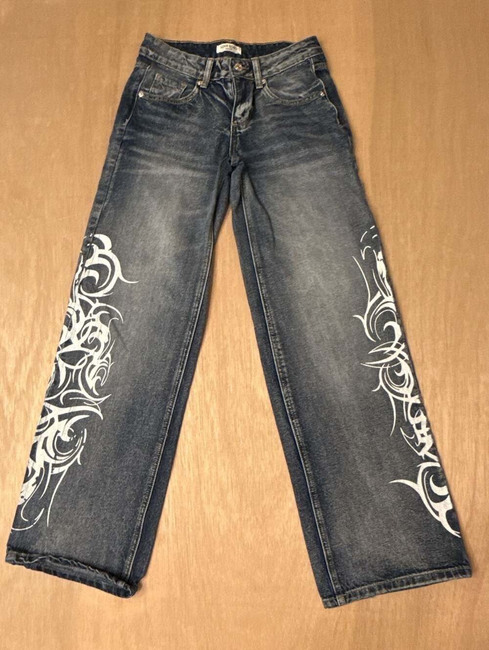 Love Soho Denim Tribal Print Wide Leg Jeans Size 00